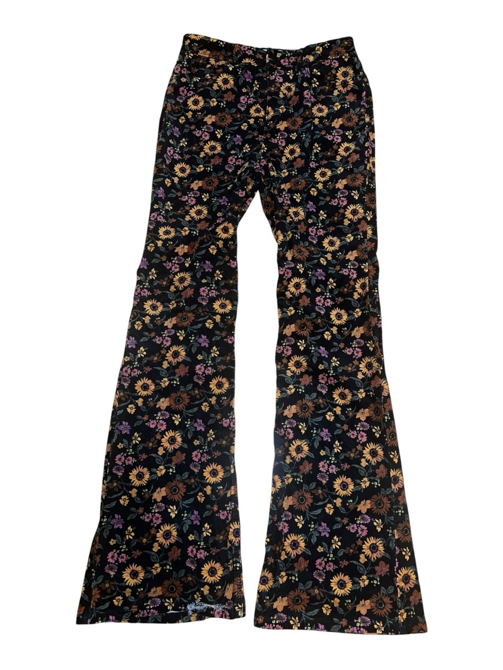 Wrangler Black Corduroy Floral High-Rise Pants